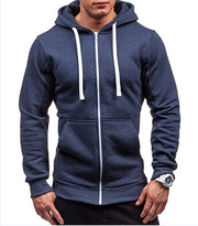 New casual hoodie zippered hoodie jacket men's solid color cardigan