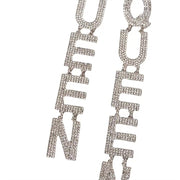 Drag Queen Earrings, Exaggerated Drag Queen Rhinestone Earrings,  Fashion Long Letters Pendant Earrings, Fashion Shiny Performance Costume Jewelry