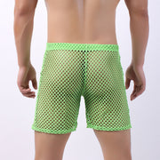 Mesh Men's Middle Hollow-out Cropped Shorts