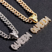 European And American Queen Alphabet Pendant Cuban Necklace