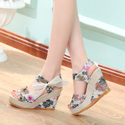 Sandals Women Wedge Heel Lace Lace High Heel Women Shoes