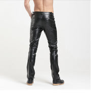 Men's Leather Pants Motorcycle Leather Stitching PU Trousers