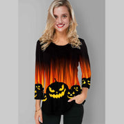 Halloween elements round neck gradient print ladies T-shirt