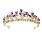 Drag Queen Crown, Drag Queen Tiara, Purple Rose Crystal Jewelry Drag Queen Crown
