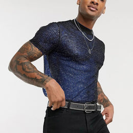 Men's T-shirt Mesh See-through Thin Breathable