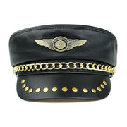 Leather Hat Men's And Women's Fashionable Flat Top Leather