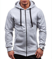 New casual hoodie zippered hoodie jacket men's solid color cardigan