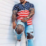 Muscle Fit Shirt, Flag Shirt, Patriotic Men's Shirt, 4th of July shirt,  Red White and Blue Shirt, Stars and Stirpes Shirt