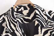 Autumn Zebra Print Woolen Blazer - Women's
