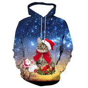 Men's Round Neck Pullover 3d Digital Printing Starry Sky Christmas Casual Hoodie Sweater