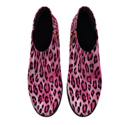 Pink Cheetah Round Toe Boots, Pink Leopard Round Toe Boots, Men's Boots, Women's Boots