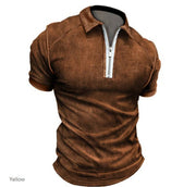 Gay Men's Muscle Fit, Slim Fit, Summer New Men Polo Shirt Short Sleeve Color Matching Zipper T-Shirt Top