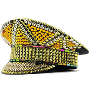 Women's Wedding Versatile Gold Diamond Police Hat Duck Tongue Hat Party Carnival Flat Hat Performance Hat