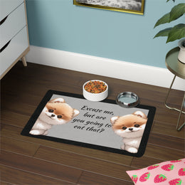 Pomeranian  Dog Bowl Mat (12x18), Dog water bowl mat, pet food mat for dogs, Greyhound dog bowl placemat, Dog Bowl mat, Water bowl mat