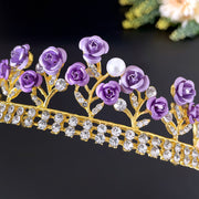 Drag Queen Crown, Drag Queen Tiara, Purple Rose Crystal Jewelry Drag Queen Crown