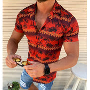 Short Sleeve Shirt Beach Casual Print Lapel Shirt