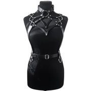 Women's Artificial Leather Body Belly Band Shoulder Wearing Ring Horse Harness For Dancing Toys With Fetish