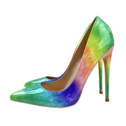 Drag Queen Shoes, Gay Pride stiletto Women's Shylock high heels, rainbow sexy high heels