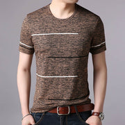 T Shirts Mens Summer O Neck Cotton Trending Streetwear Tops Striped Short Sleeve Cool Tee Mens Clothing
