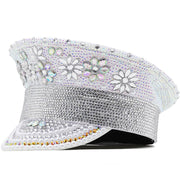 Women's Wedding Versatile Gold Diamond Police Hat Duck Tongue Hat Party Carnival Flat Hat Performance Hat