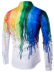 Rainbow Hidden Button Gay Pride Paint Splatter Shirt