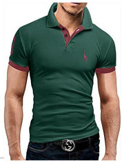 Mens Polo Shirt Short Sleeve Fashion Casual Slim Deer Embroidery Shirt