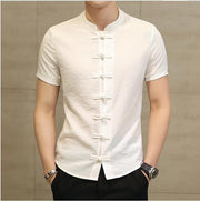 Men Shirt Fashion Chinese style Linen Slim Fit Casual Short Sleeves Shirt Camisa Social Business Dress Shirts