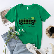 Fashion St. Patrick's Day new clover print men's and women's loose pullover short sleeved T-shirt
