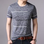 T Shirts Mens Summer O Neck Cotton Trending Streetwear Tops Striped Short Sleeve Cool Tee Mens Clothing