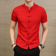 Men Shirt Fashion Chinese style Linen Slim Fit Casual Short Sleeves Shirt Camisa Social Business Dress Shirts