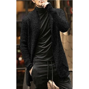 Knitted Cardigan Sweater Men Autumn Mens Long Sweater Jacket Casual Slim Fit Trench Knitwear Sweaters Streetwear Tops Gray (EPROLO)