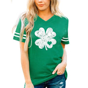 T-shirt St. Patrick's Day printed short-sleeved T-shirt women's casual printed V-neck short-sleeved top