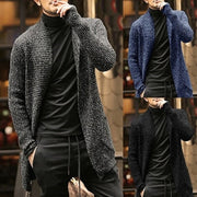Knitted Cardigan Sweater Men Autumn Mens Long Sweater Jacket Casual Slim Fit Trench Knitwear Sweaters Streetwear Tops Gray (EPROLO)