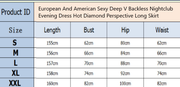 European And American Sexy Deep V Backless Nightclub Evening Dress Hot Diamond Perspective Long Skirt