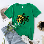Fashion St. Patrick's Day new clover print men's and women's loose pullover short sleeved T-shirt