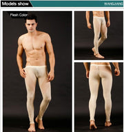 Men Mesh Transparent  Sexy Long Johns Underwear Leggings Pants Tights Casual Long Underpants men pants sheer