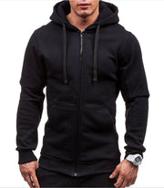 New casual hoodie zippered hoodie jacket men's solid color cardigan