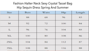 Fashion Halter Neck Sexy Crystal Tassel Bag Hip Sequin Dress Spring And Summer