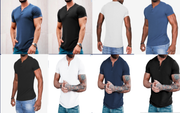 Gay Men's Muscle Fit Shirts, Men's Casual Henley Round Neck Short Sleeve Solid Color T-Shirt