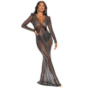 Women's Fashion Mesh Rhinestone Dress