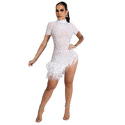 Women's Rhinestone Beaded Tassel Dress