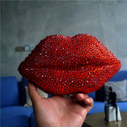 Rhinestone Bag Acrylic Bright Red Lips Chain Dinner Bag Women