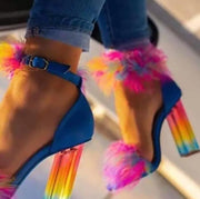 Gay Pride Summer Fashion Rainbow Women's Crystal Heels