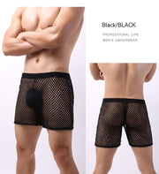 Mesh Men's Middle Hollow-out Cropped Shorts