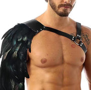 Go Go Medieval Feather Leather Shoulder Armor Chest Strap