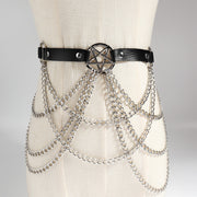 Women's Multi-layer Chain Belt Hollow Fringe Body Chain Sexy Pin Buckle Five-pointed Star Belt Sexy Harness Leather Goods
