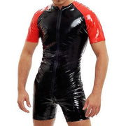 Men's PVC Bright Leather Bodysuit Sexy Slim Jacket
