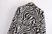 Autumn Zebra Print Woolen Blazer - Women's