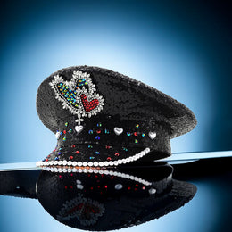 Sequin Love Gift Wide Brim Hat Performance And Show Stage Diamond Visor Cap