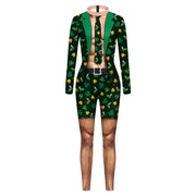 Patrick's Day Green Men's And Women's Long Sleeve Digital Printing One Piece Dress